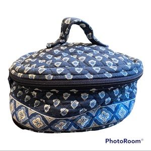 Vera Bradley Navy Travel Round Makeup or Jewelry Case